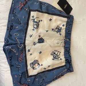 Fendi Blue Silk Astrology Shorts